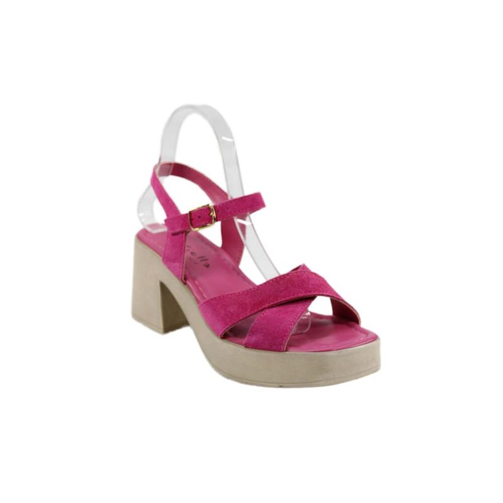 Mariella Womens Leather Crisscross Platform Heels Sandals Shoes Pink Size 7.5